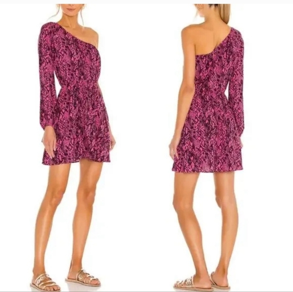 Maaji Pink Quartz Loveliness One-Shoulder Pink Snake Print Short Dress - Picture 4 of 14